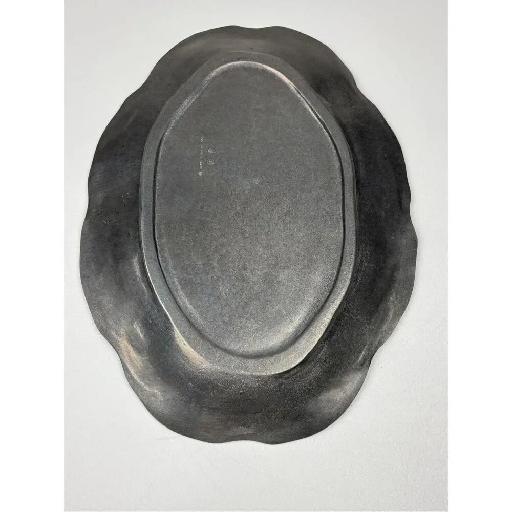 Vintage Wilton Armetale Chippendale Oval Pewter Serving Tray Platter 17.5in Larg